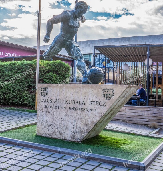 Barcelona Spain Football Stadium Statue Monument