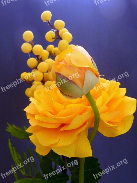 Artificial Flowers Ranunculus Yellow Spring Blossom