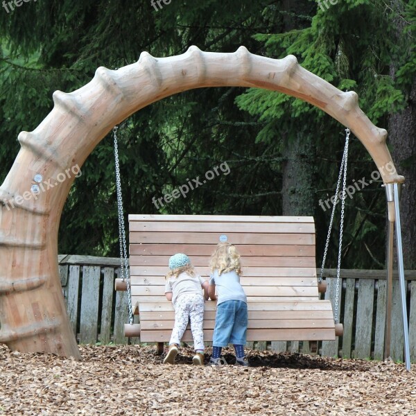 Children Play Nature Swing Child