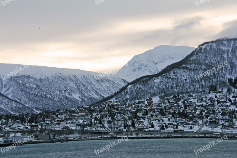 Arctic Beautiful Sky Habour Mountain