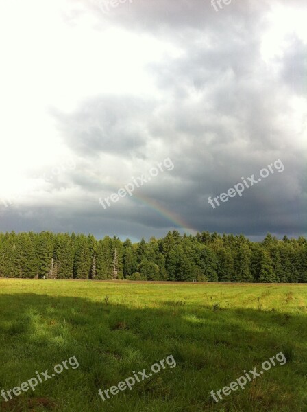 Rainbow Summer Nature Green Landscapes