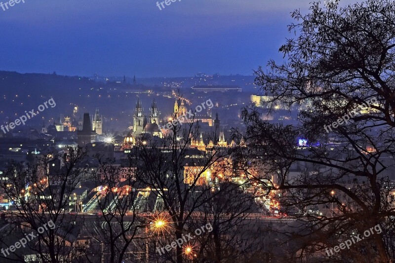 Prague Night City Lights View