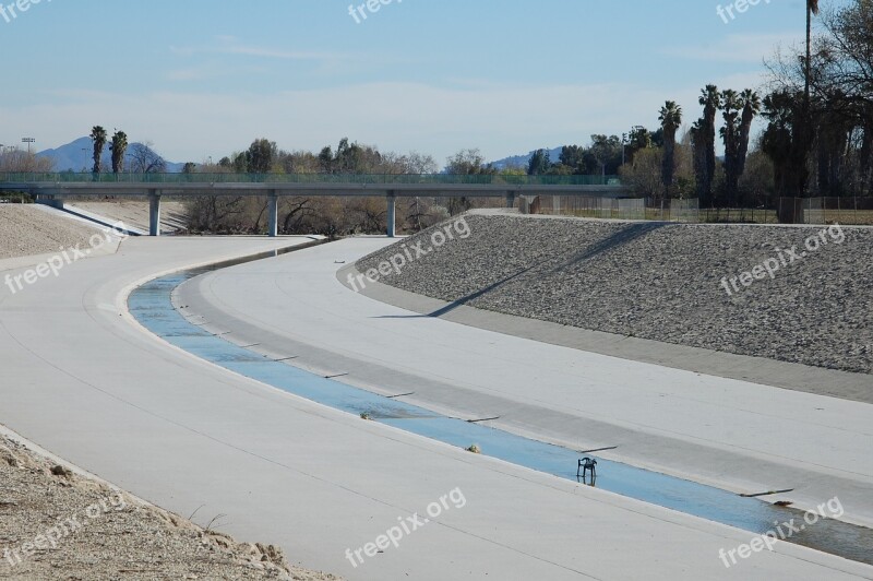 River Concrete Bridge Deserted Dry