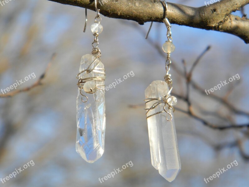 Earrings Clear Quartz Gemstone Jewelry Quartz