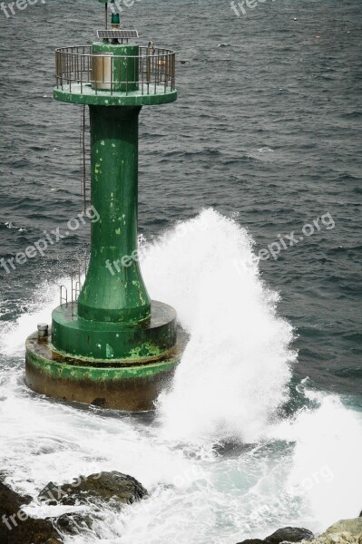 Lighthouse Sea Foam Scenery Sky