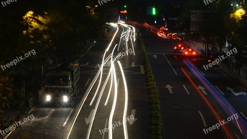 Road Light Shanghai China Night