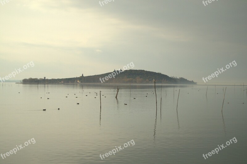 Lake Trasimeno View Fog Island