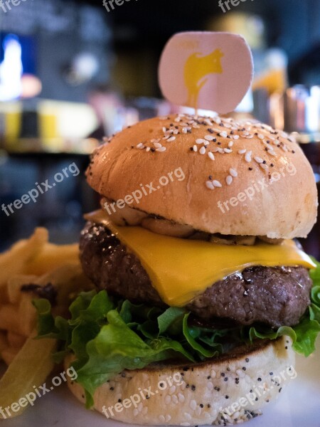 Fries Cheeseburger Hamburger Burger Food