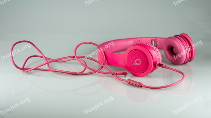 Headphones To Listen To The Music Pink Cable