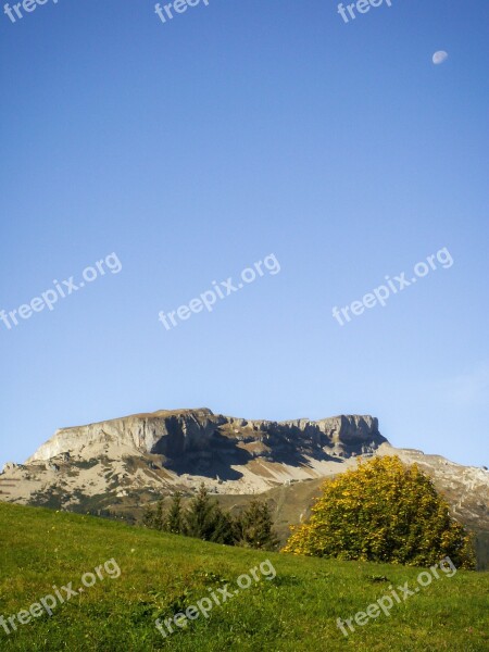 High Ifen Alpine Moon Sky Kleinwalsertal