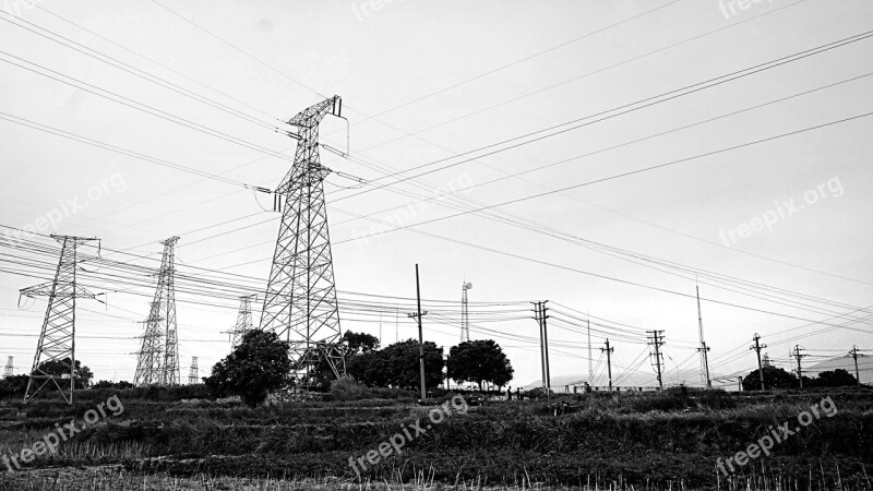 Pylons Black And White The Scenery Ye Tian Country