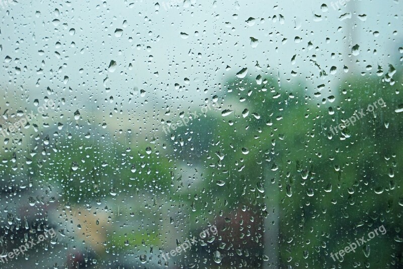 Window Rain Water Drops The Scenery Dim