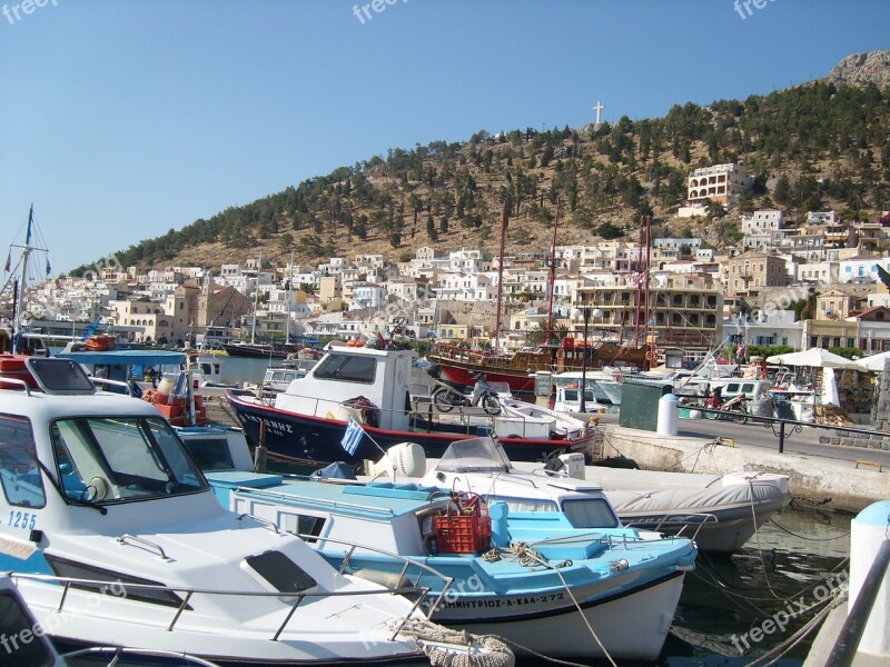 Greece Dodecanese Boat Blue Sea