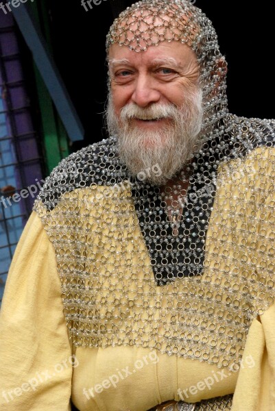 Old Man Beard Chain Mail Armor Happy