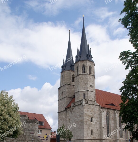 Mühlhausen Church Towers Steeple Peaks Christianity