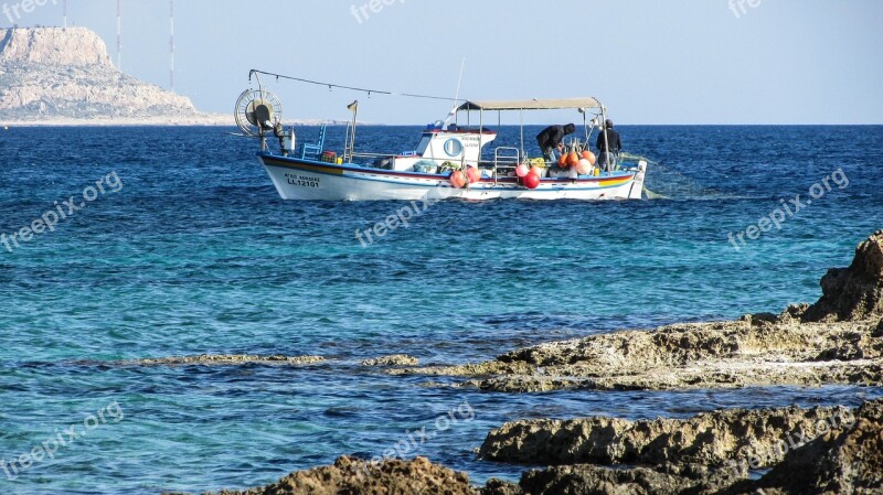 Cyprus Ayia Napa Fishing Boat Fishing Mediterranean