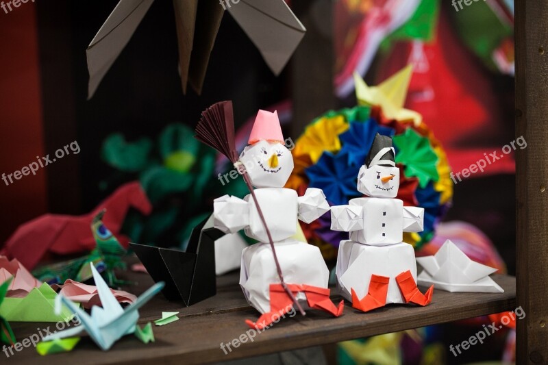 Origami Japan Paper Snowman Free Photos