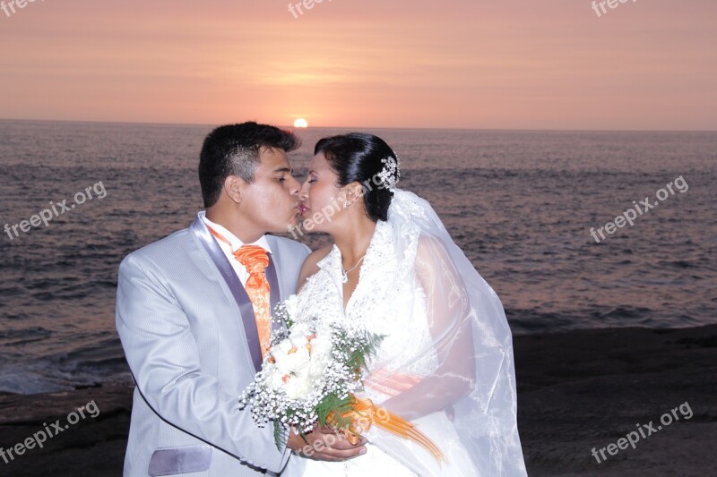 Wedding Happy Sea Happy Couple Romance