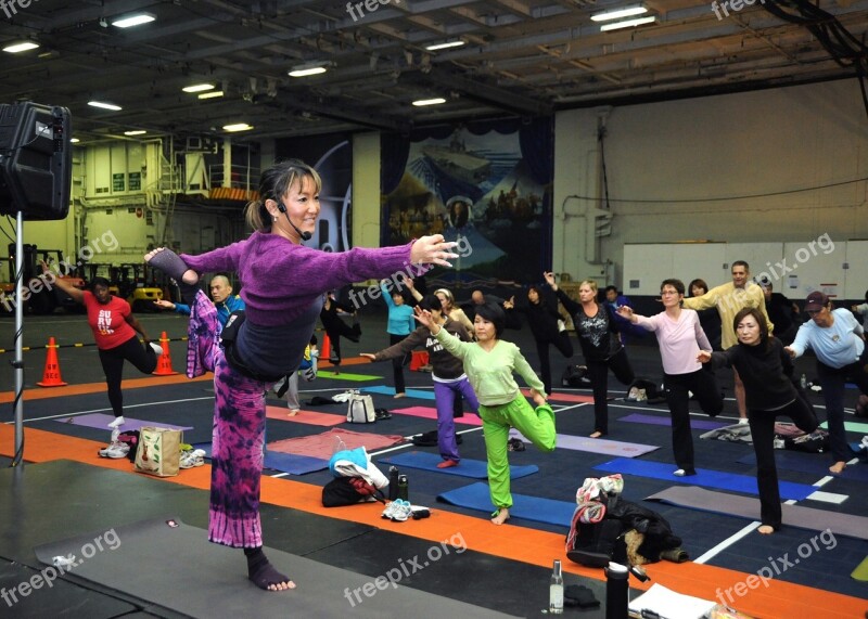 Young Woman Yoga Classes Fitness Gym Room Asana