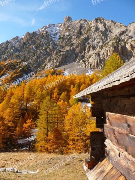 Mountain Queyras Chalet Fall Alps