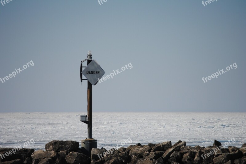 Beach Sea Danger Warning Sign