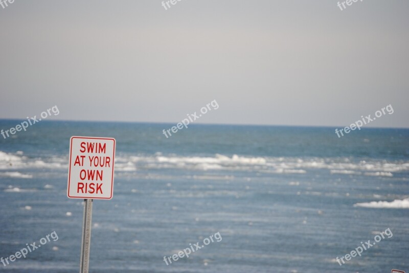 Warning Risk Swimming Warning Sign Hazard