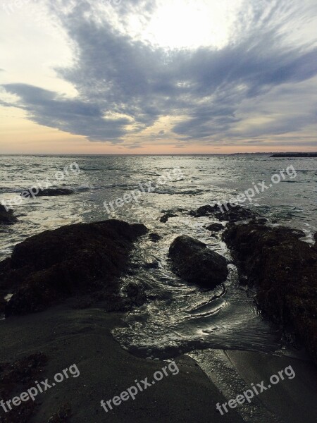 Ocean Water Maine Trees Sky