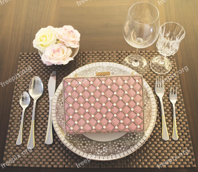 Meal Leather Embroidered Clutch Free Photos