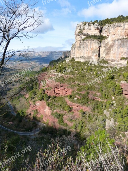 Mountain Limestone Red Sandstone Siurana Landscape