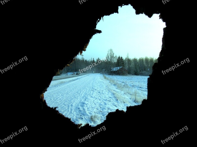 Car Snow Finnish Winter Landscape