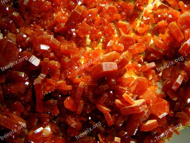 Vanadinite Mineral Orange Red Crystals Lead Chlorovanadate