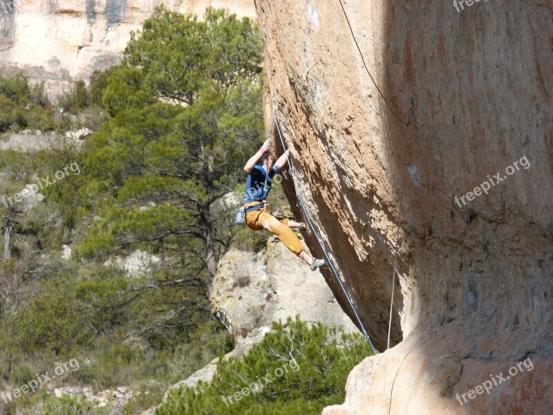 Climber Challenge Effort Rock Wall Siurana Free Photos