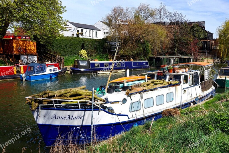 Houseboat Canal Water Travel Vessel