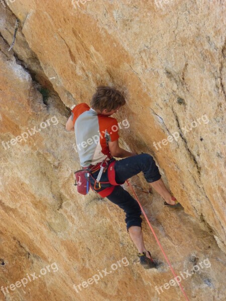 Rock Wall Escalation Climber Siurana Ensure