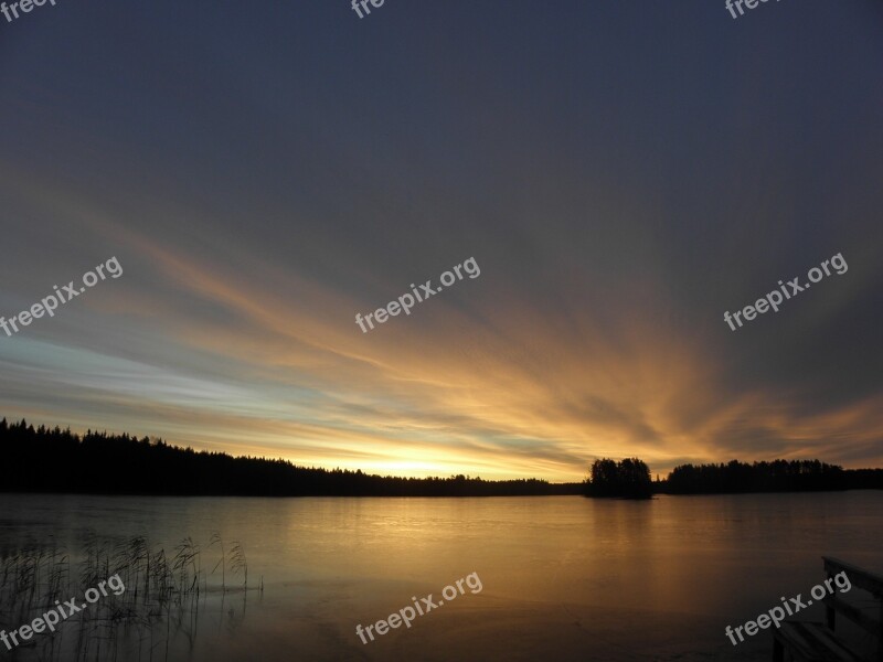 Lake Ice The Morning Sky Free Photos