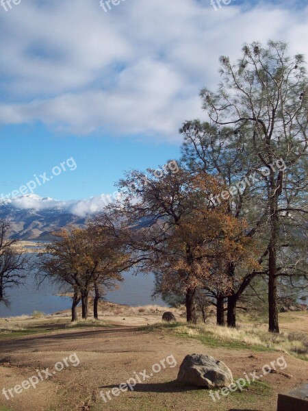 Idyllic Lake Sky Clouds Trees