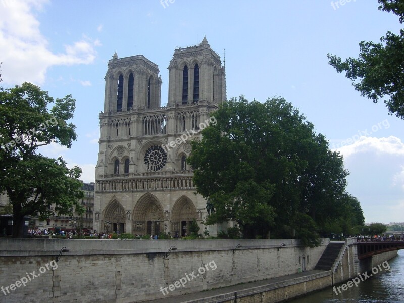 Paris France Notre Dame Seine Free Photos