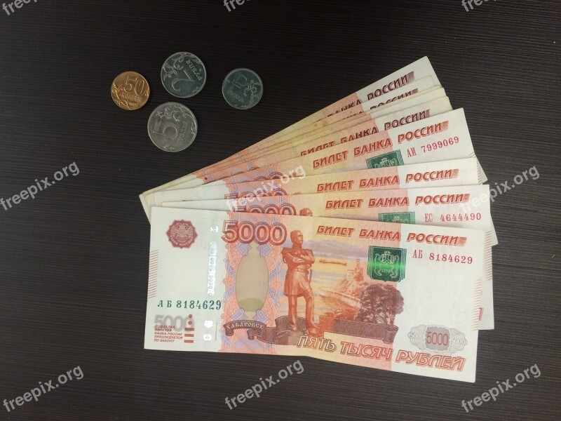 Money Bills Ruble Currency Symbol Coins