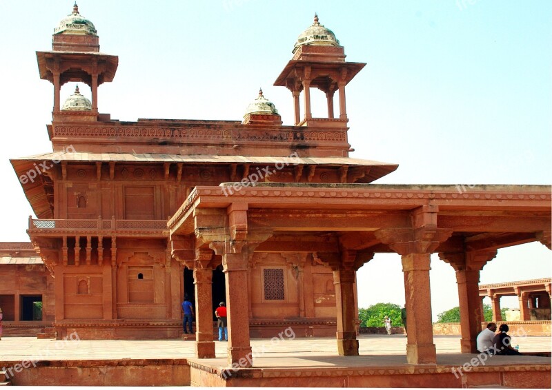 India Fatehpur Sikri Palace Kiosk Pink Sandstone