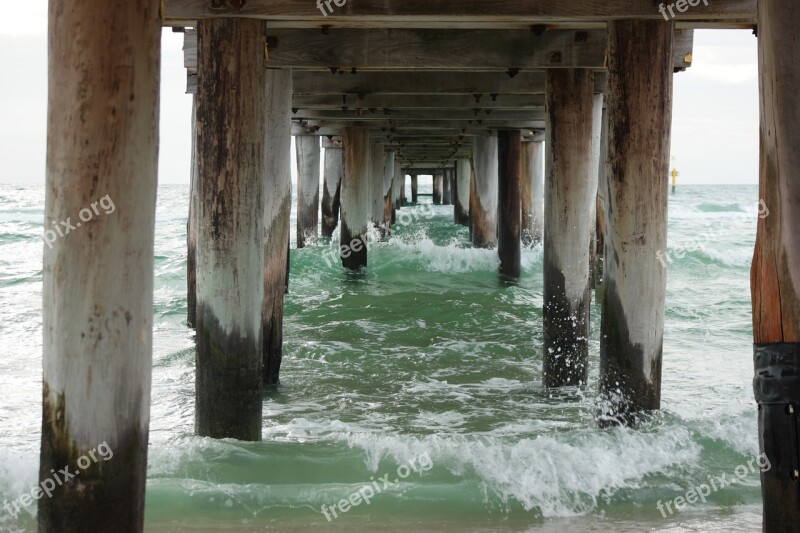 Pier Under A Pier Pier At Beach Waves Beach