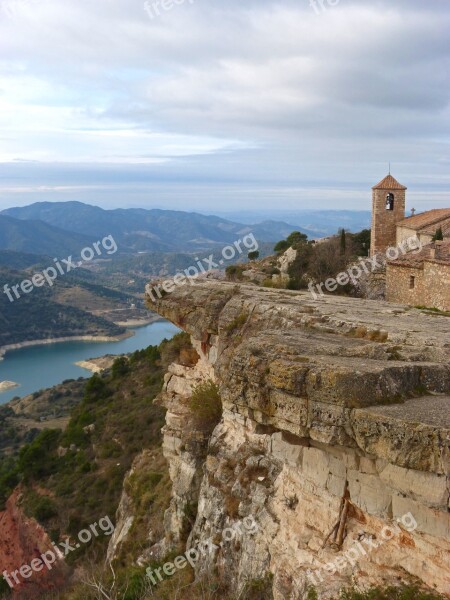 Landscape Romanesque Church Priorat Siurana Rock