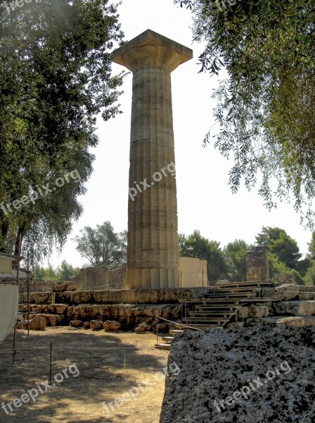 Monument Column Greek Architecture Old