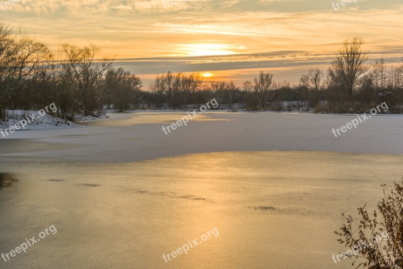 Sunset Fast Lake Nature Landscape