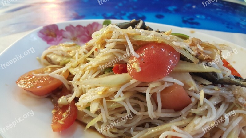 Food Papaya Salad Thaifood Free Photos