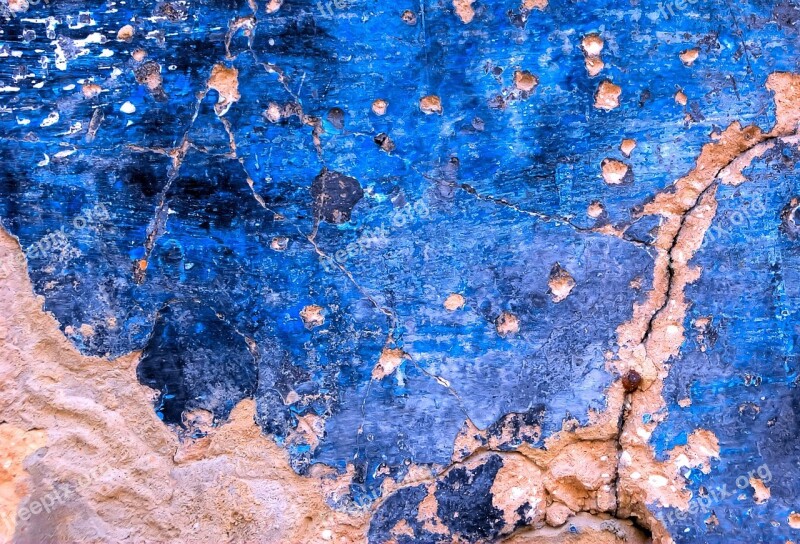 Texture Grunge Background Blue Wall