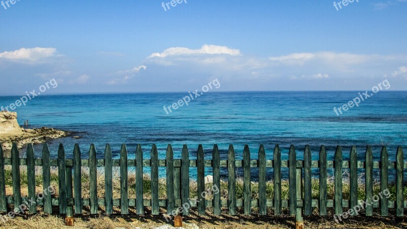 Cyprus Protaras Fence Sea Horizon