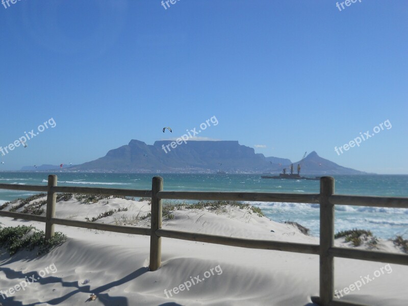 Table Mountain Sea Sand Cape Town Water