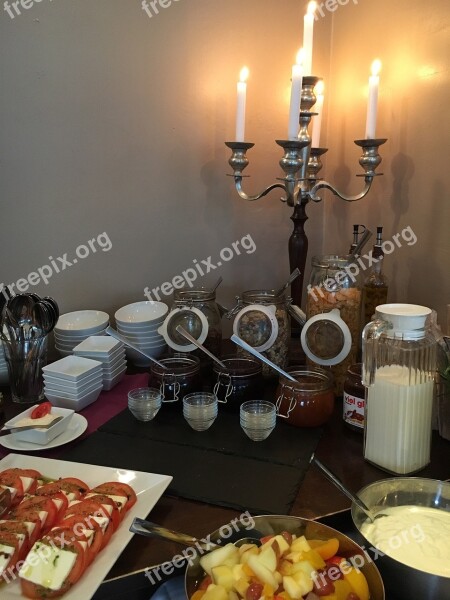 Candle Holders Breakfast Delicious Spread Have Breakfast