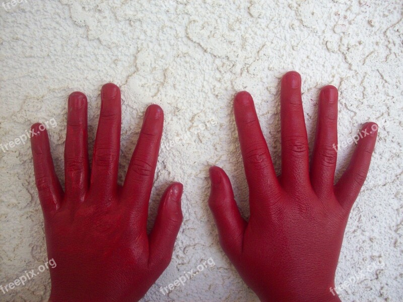 Red Hand Red Handed Red Woman Person