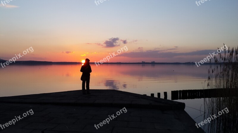 Sunset Melancholy Müggelsee Sky Lake